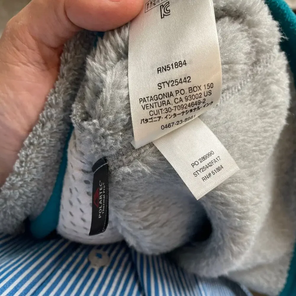 Patagonia Women's T-snap Pullover Fleece Grey Teal sz XL